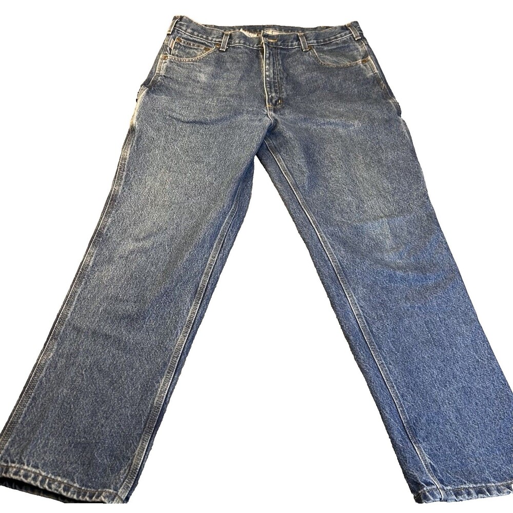 Carhartt Men's Size 38 X 32 Straight Relaxed RN#14806 Blue Cotton Blend Jeans